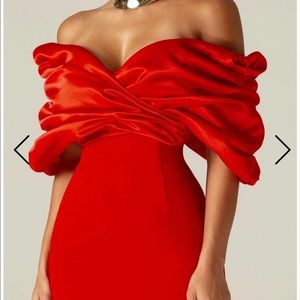 Gorgeous red off the shoulder party dress